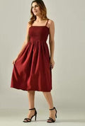 Women's Maroon Fit & Flare Sleeveless Dress